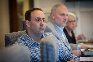 The Jewish Federations of North America (JFNA) emergency committee chair Brian Seymour meets with local Jewish leaders in Baton Rouge, La. Photo: Jeffrey Dubinsky/JFNA.