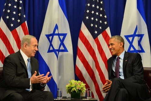Israeli Prime Minister Benjamin Netanyahu and U.S. President Barack Obama at their meeting at New York's Palace Hotel on Wednesday. Photo: Kobi Gideon/GPO.