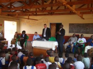 Malawi MP David Bisnowaty during a visit to an orphanage in 2014. Photo: Facebook.