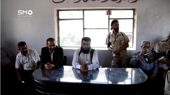 Members of the Free Syrian Army, during a meeting in Syria -- just before an ISIS suicide attack. Photo: YouTube/Screenshot.