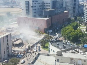 The collapsed parking facility in Tel Aviv. Photo: Magen David Adom. 