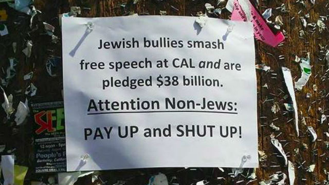 An antisemitic poster at UC Berkeley. Photo: Nanette Asimov/Twitter. 