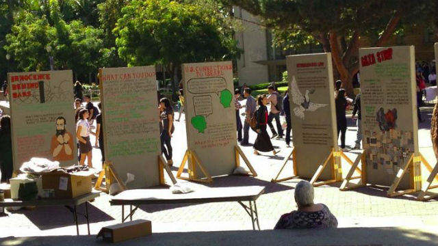 "Apartheid wall" set up by SJP UCLA. Photo: Facebook.