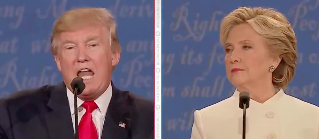 Donald Trump and Hillary Clinton in the final debate. Photo: Screenshot.