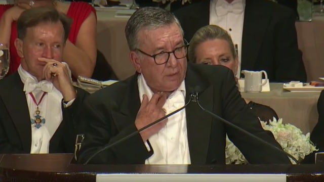 Alfred Smith IV speaks on Thursday night at the Waldorf-Astoria Hotel in New York City. Photo: YouTube screenshot. 