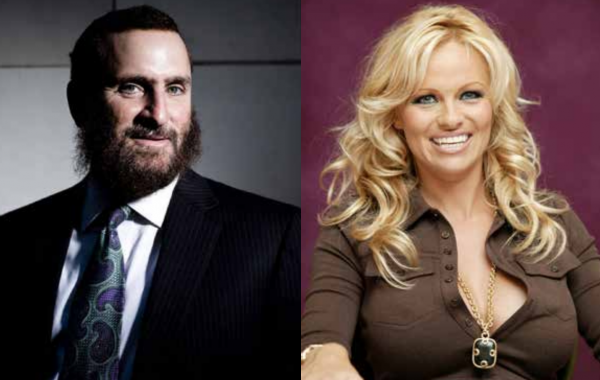 Rabbi Shmuley Boteach and Pamela Anderson. Photos: Wikipedia.