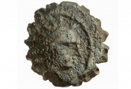 The newly discovered bronze coin dating to the era of the Hanukkah story. Photo: Israel Antiquities Authority.