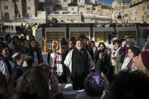 A Women of the Wall prayer service at the Western Wall in Jerusalem Dec. 1, 2016. Photo: Hadas Parush/Flash90.