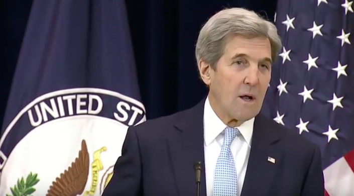 US Secretary of State John Kerry gives Dec 26, 2016 speech on Israel. Photo: Screenshot.