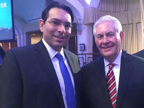 Israeli Ambassador to the U.N. Danny Danon (left) with US Secretary of State Rex Tillerson. Photo: Permanent Mission of Israel to the United Nations.