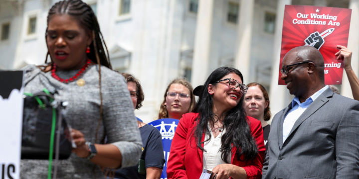Cori Bush, Jamaal Bowman and Rashida Tlaib (Source: Reuters)