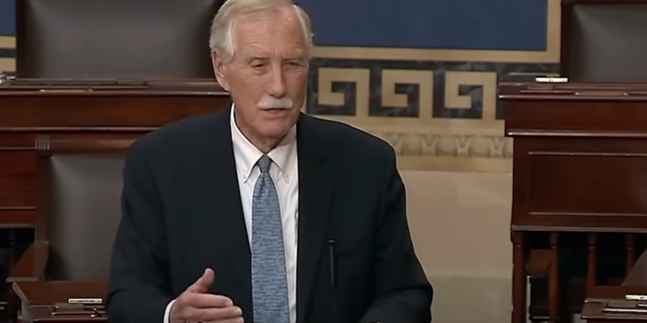Sen. Angus King (I-ME) speaks on the Senate floor at the U.S. Capitol